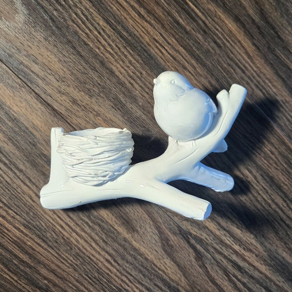 Shabby Chic/Cottagecore Style Ceramic Bird w/ Nest Votive Candle Holder NWOT